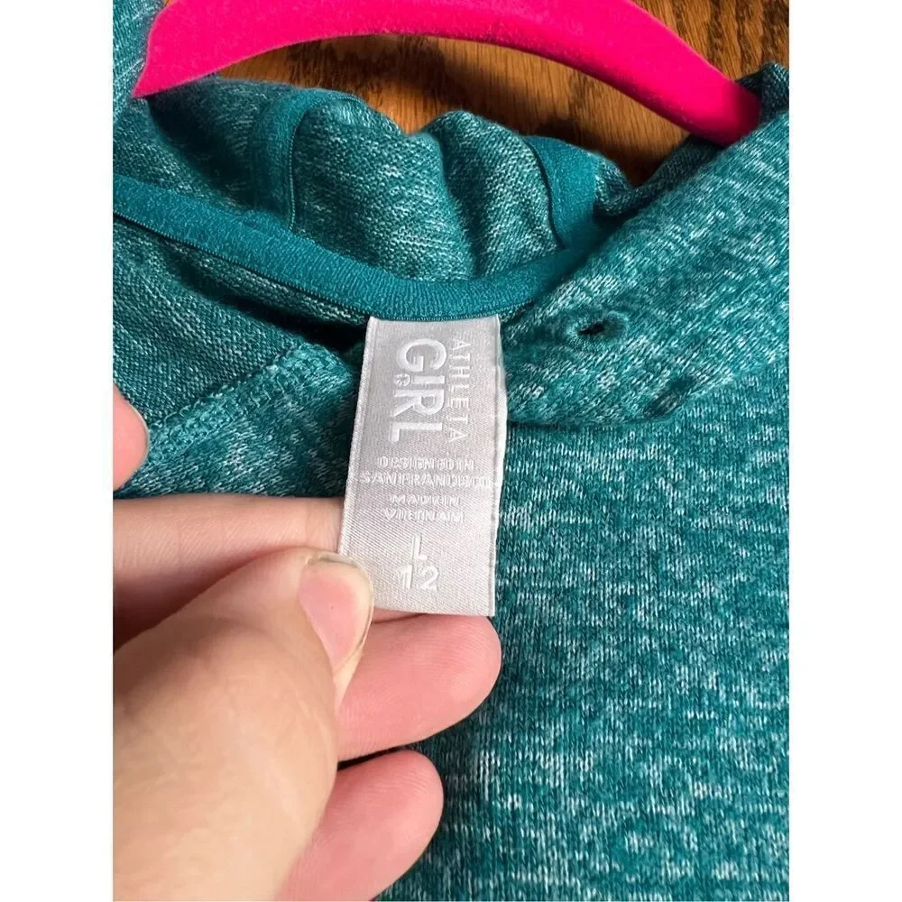 Athleta Girl All You Got Top Billard Teal Hooded Top Girls Size Large/12